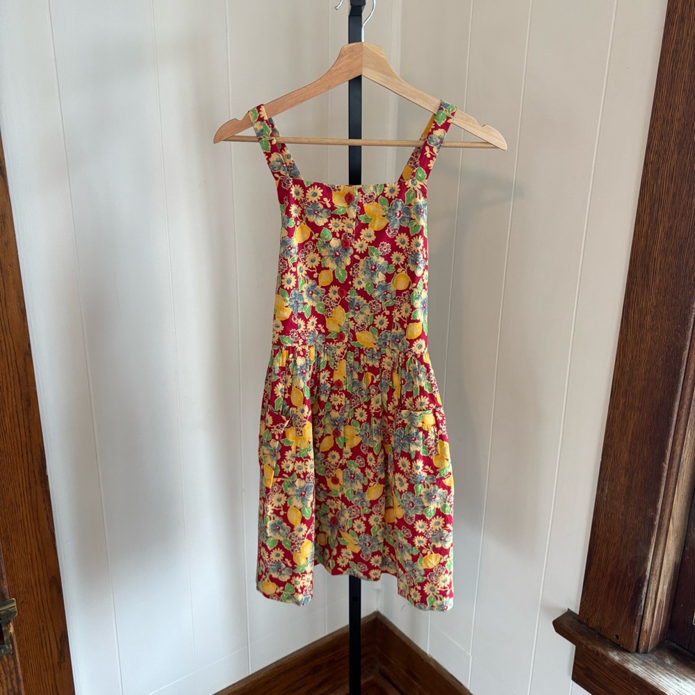 Polo Ralph Lauren Lemon Floral Slub Dress Girls 14 Square Neck Resortwear NWT